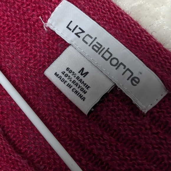 #1584 Liz Clairborne short sleeve pink knit crew neck sweater Med - Picture 6 of 10